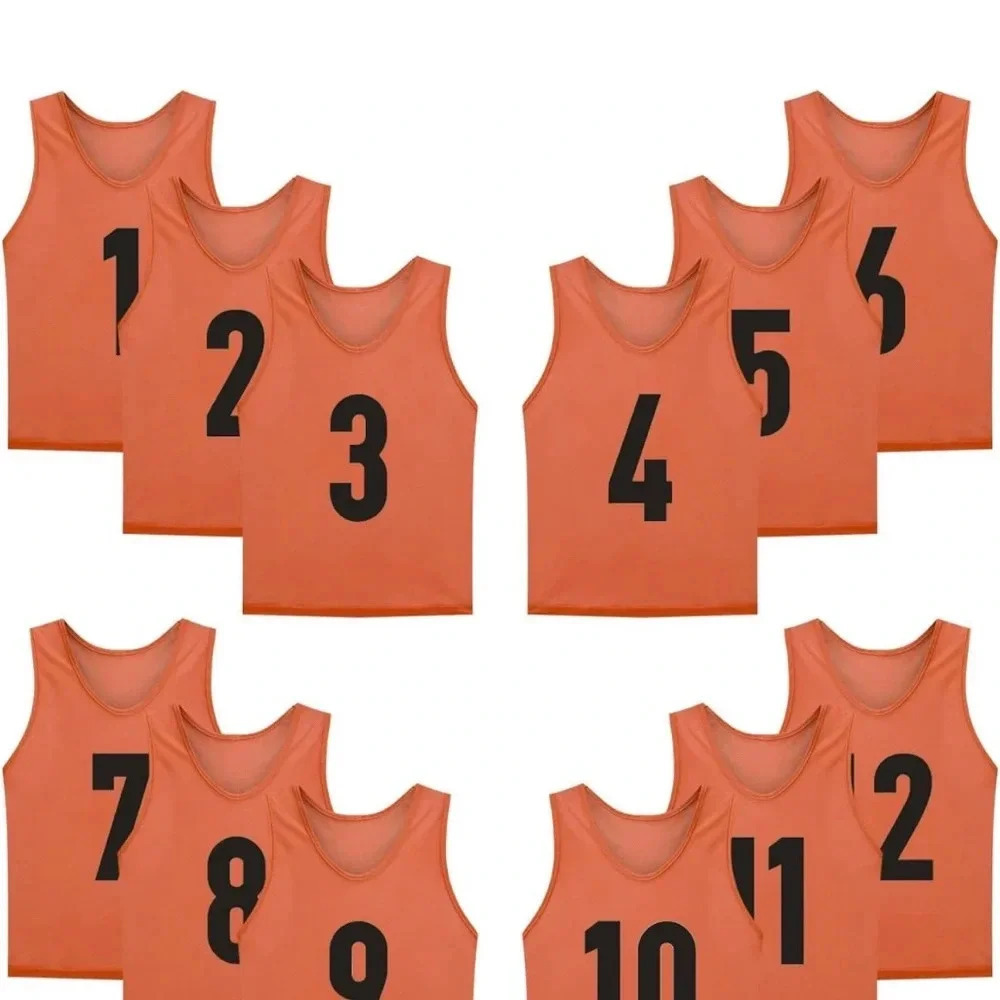 12 NUMBERED Youth/Adult Mesh Scrimmage Vest Soccer Softball Football One Size